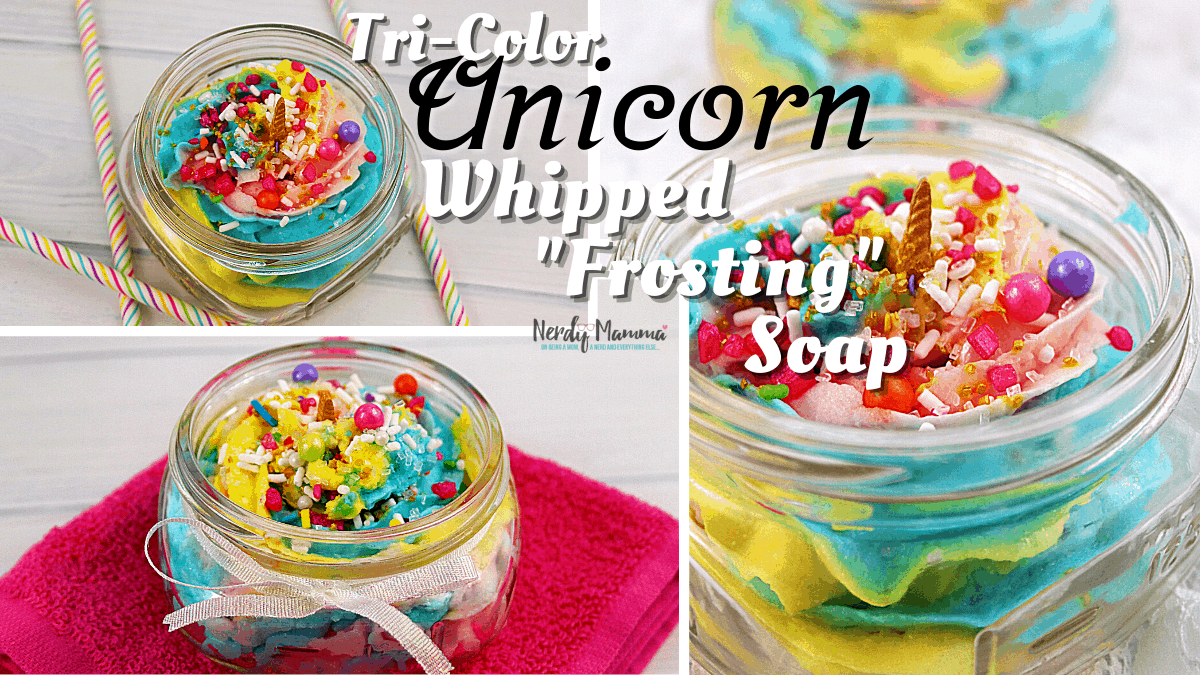 Tri-color Unicorn whipped frosting soap