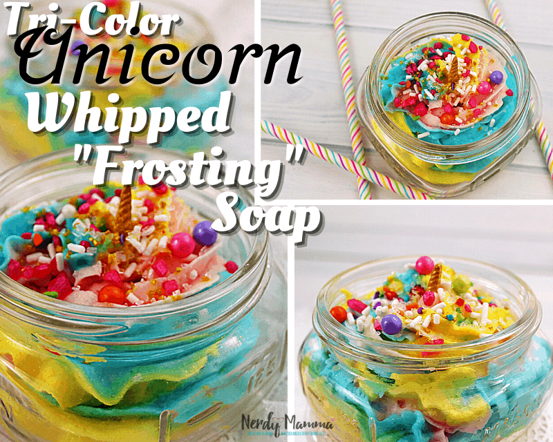 Tri-color Unicorn whipped frosting soap