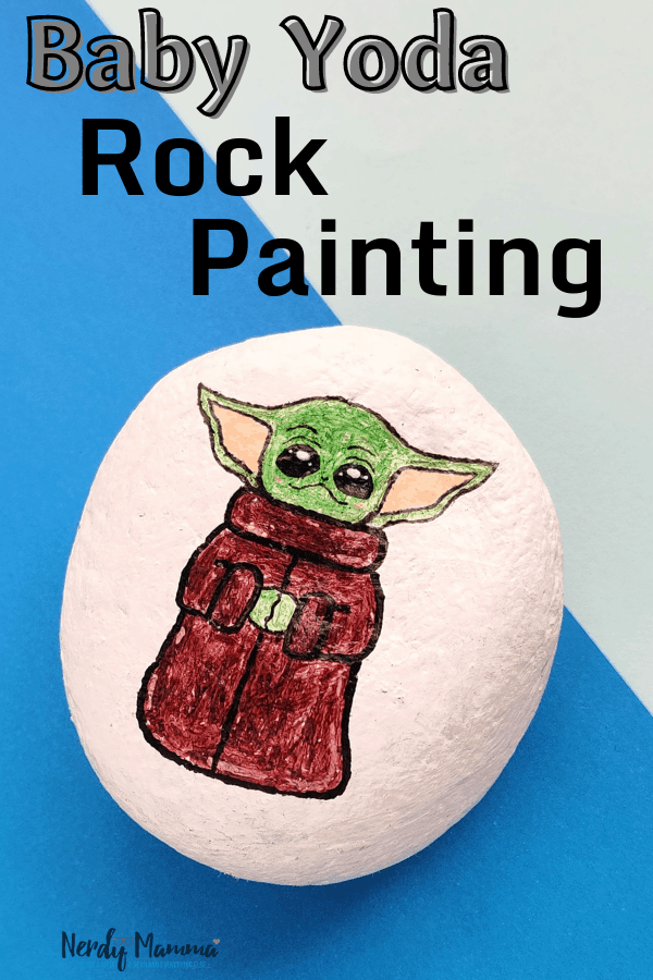 the baby yoda rock painting