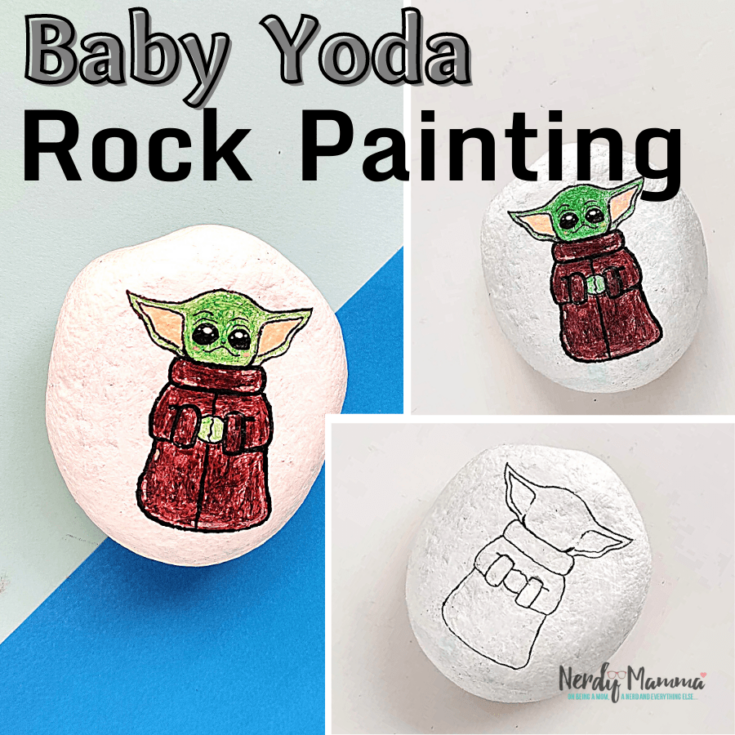 Baby Yoda Rock Painting