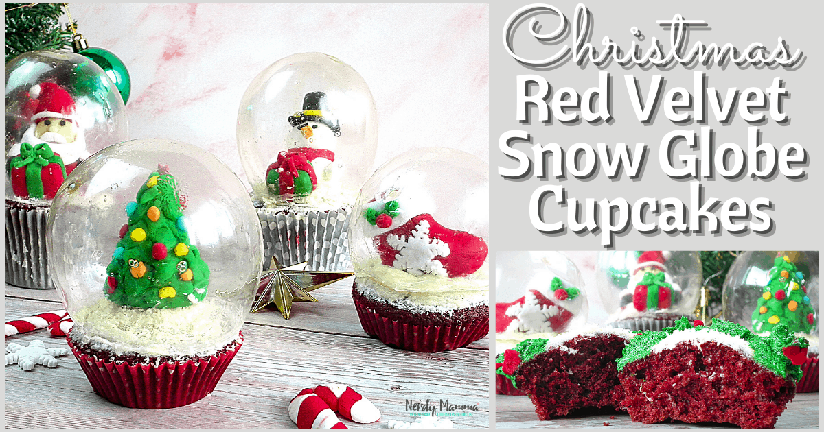 Christmas red velvet snow globe cupcakes nerdy mamma