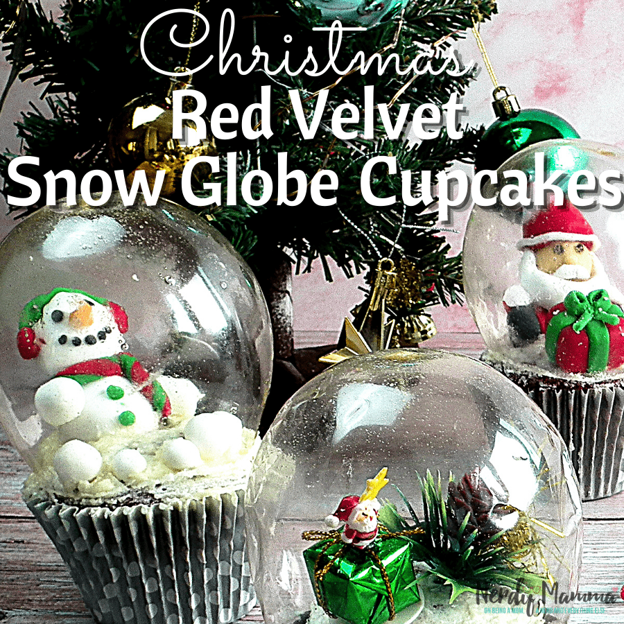 Christmas Red Velvet Snow Globe Cupcakes
