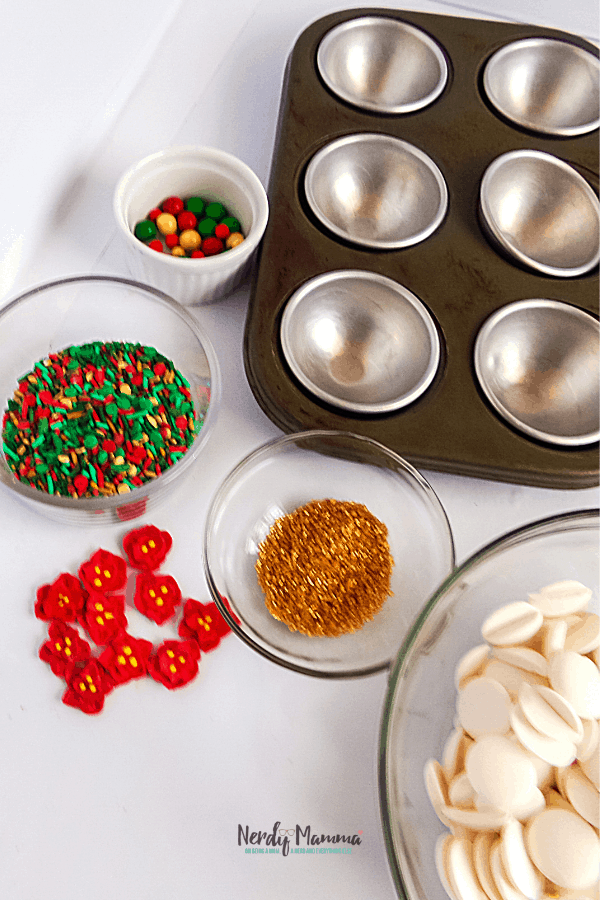 Ingredients for Poinsettia Hot Cocoa Bombs Recipe