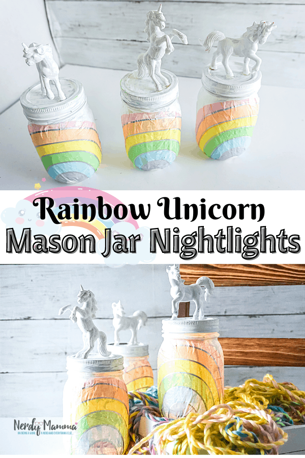 DIY Rainbow Unicorn Mason Jar Nightlights