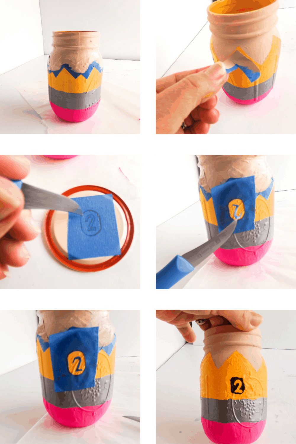 Pencil painted jar craft