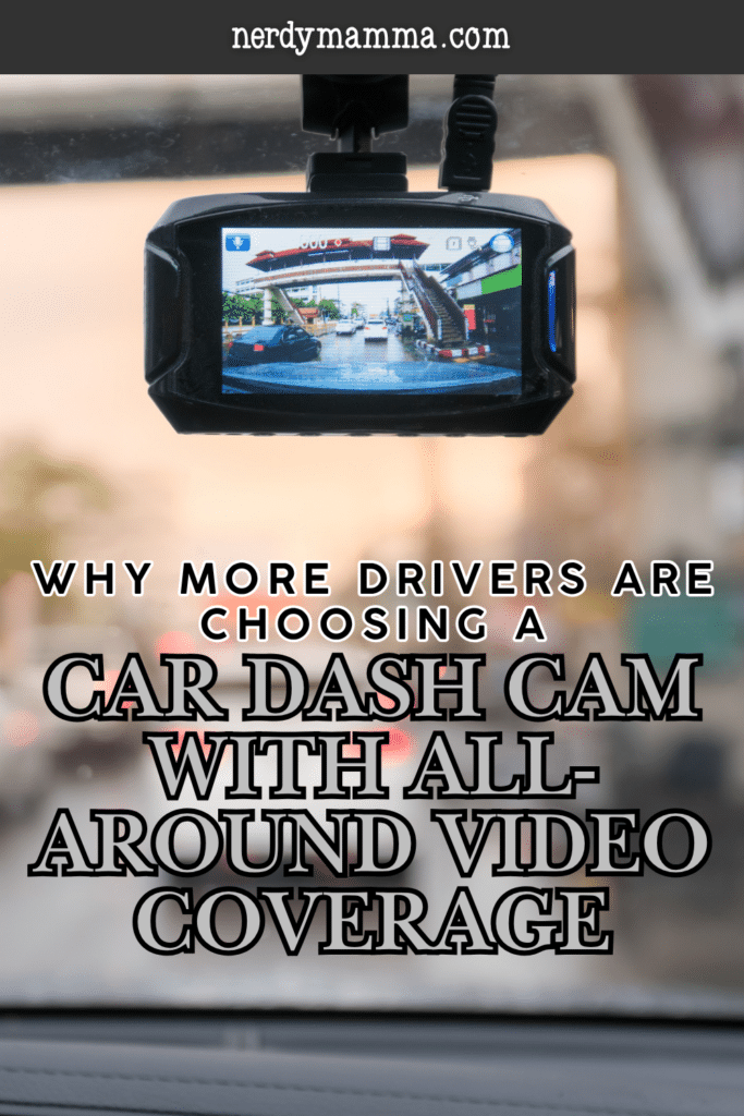 Vehicle dash cam mounted inside a car recording the roadway, representing comprehensive video coverage for safety and accident documentation.